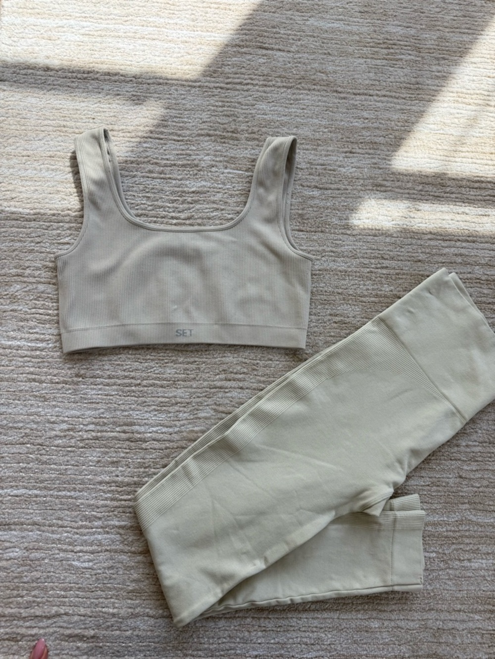 SET Active Seamless Crop Tank Top in Light Beige